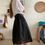 Thumbnail: F21 Gingham Organza-esque black skirt