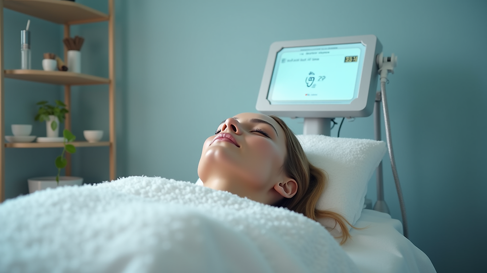 Eye-level view of a modern radiofrequency machine in a spa room