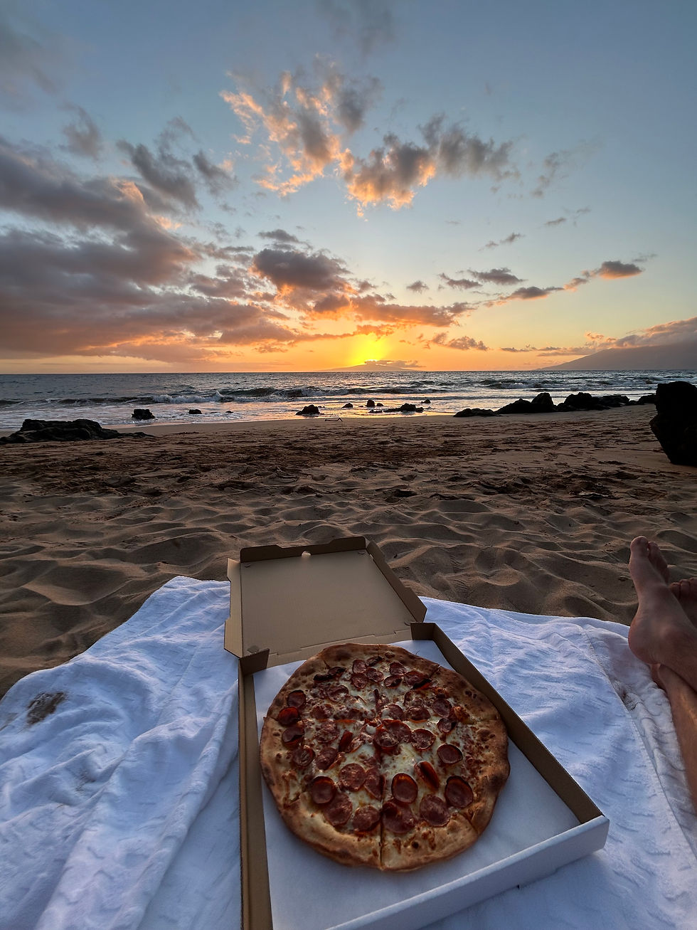 pizza on beach