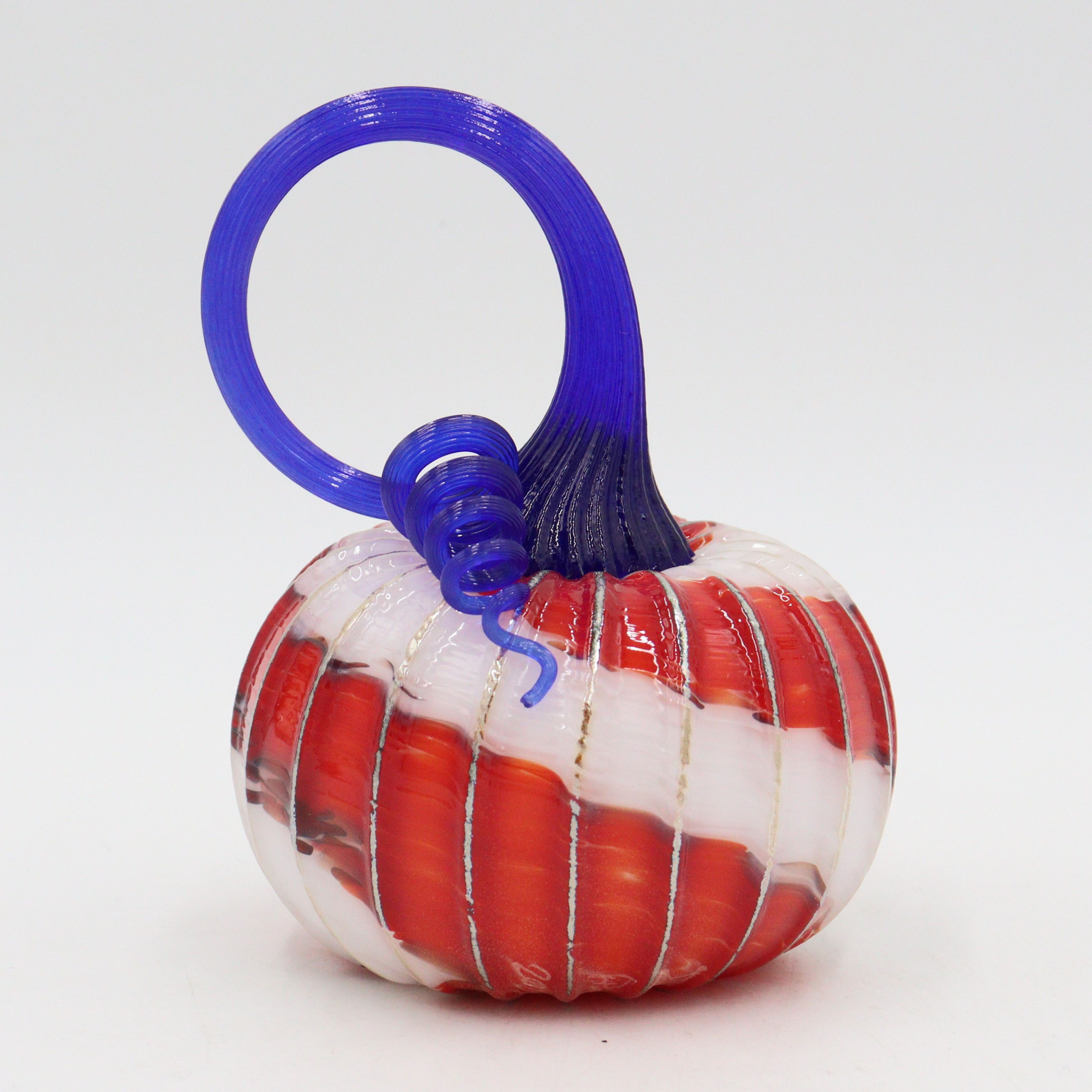 All-American Red, White & Blue Glass Pumpkin