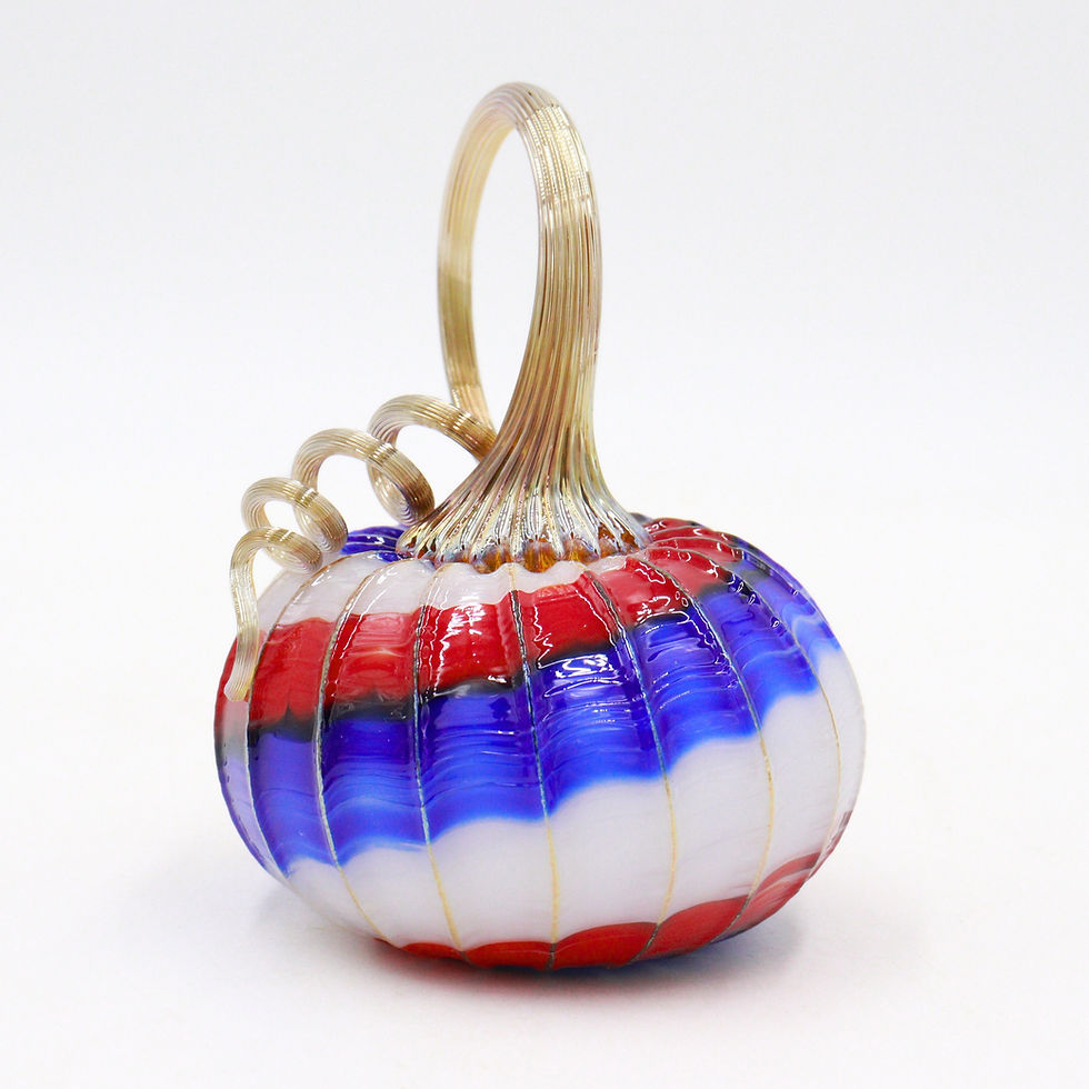 Thumbnail: Traditional Red, White & Blue Glass Pumpkin