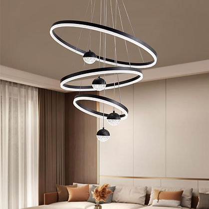 Black Chandelier, Dimmable Modern LED