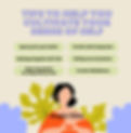 image of woman holding hands in a heart shape with speech bubbles offering tips to help with developing ones sense of self