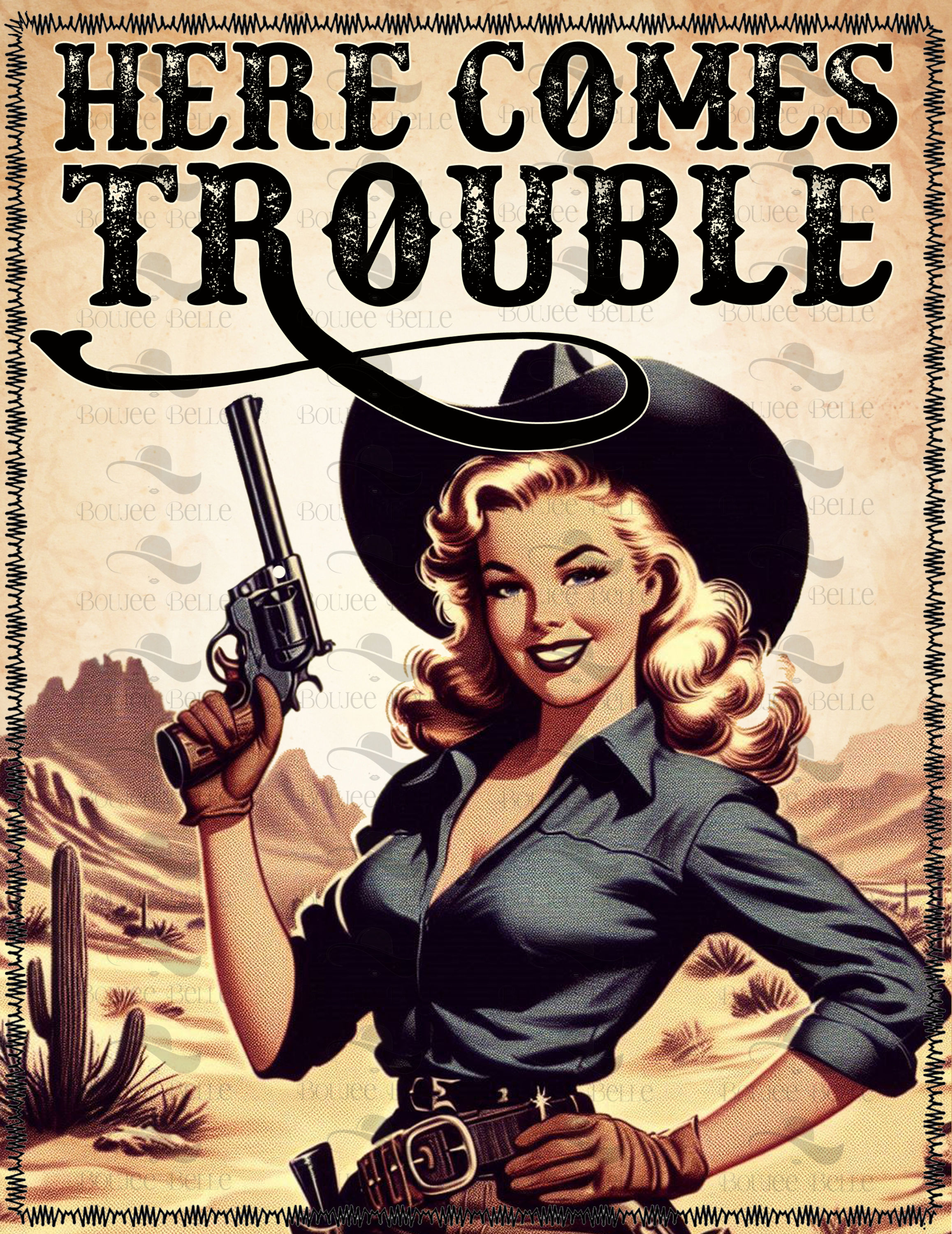 Graphic Patch - Here Comes Trouble 8x10.5