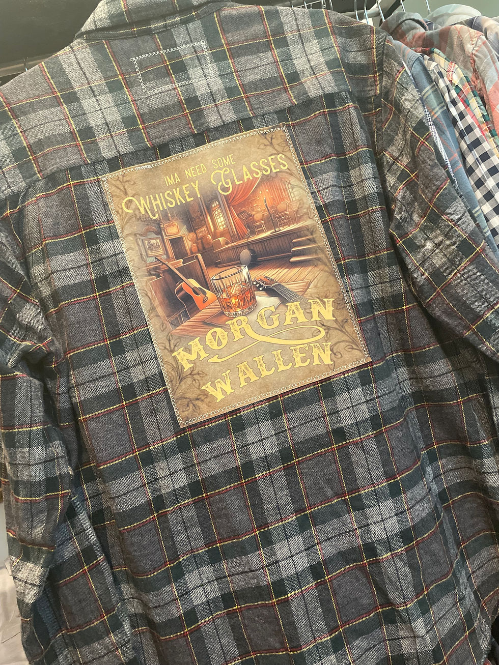 In store only * Graphic Flannel, Upcycled - Whiskey Glasses (Men's L)