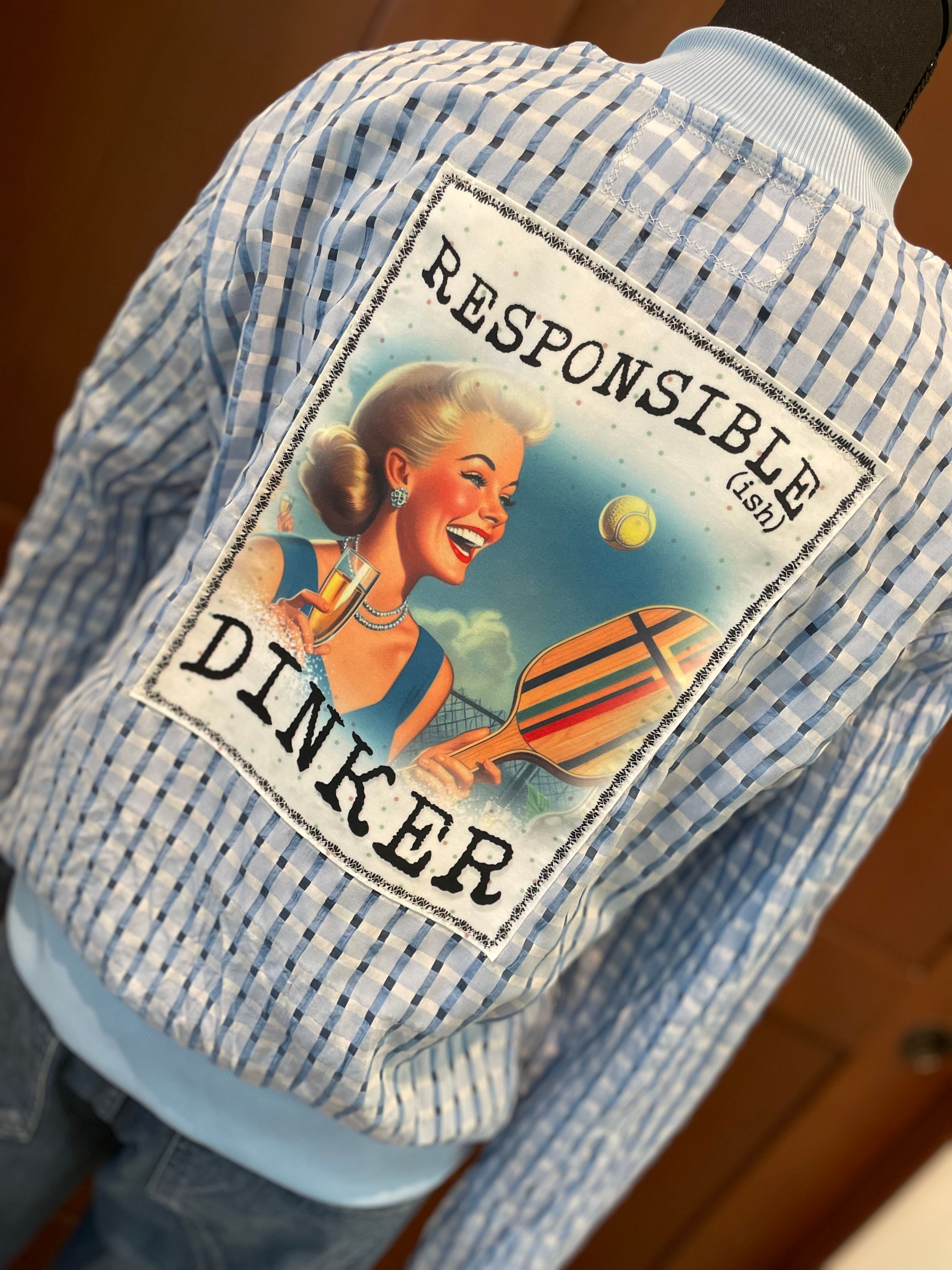 In store only * NEW Graphic Blue Bomber Style - Responsible Dinker (L)