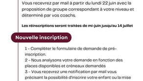 Réinscriptions et nouvelles inscriptions – Saison 2026/2027