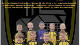 NMJFC U8s mascots for New Mills’s final home game of the season.