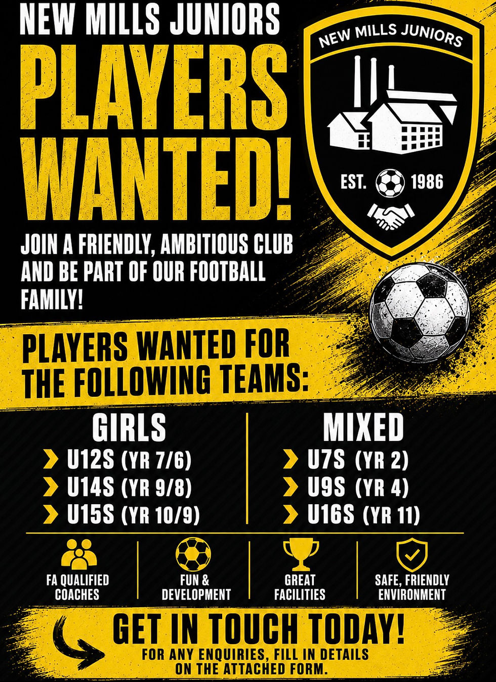 Players wanted for some of our teams.