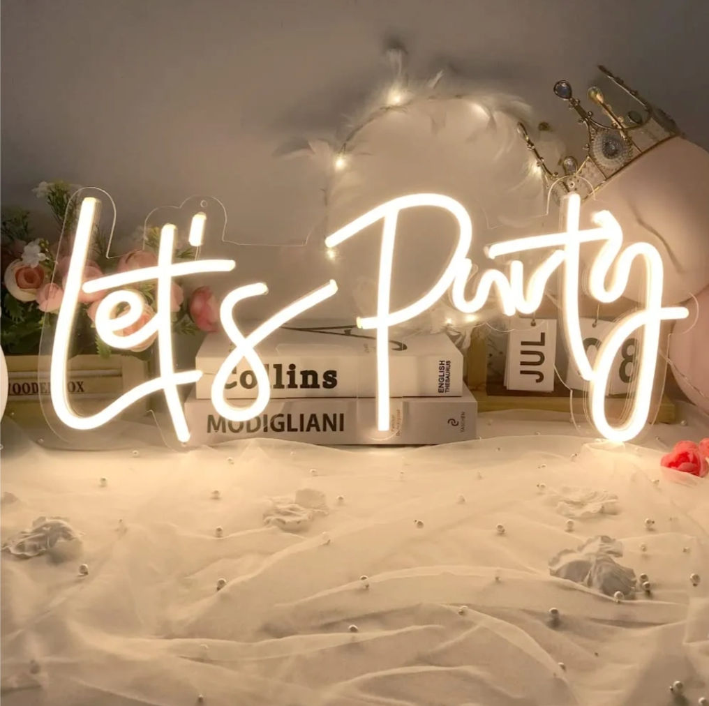 Neon "Let's Party" sign
