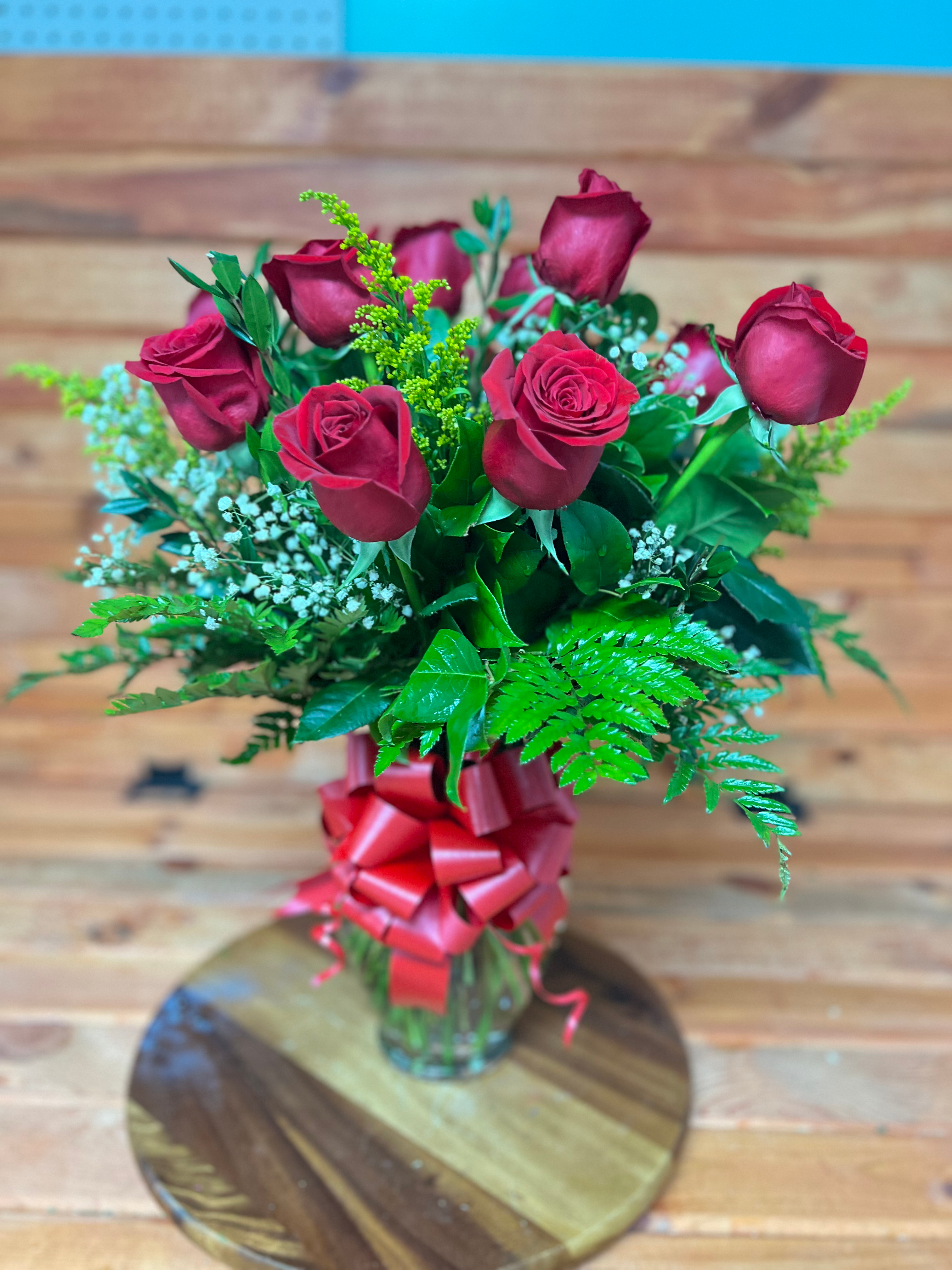 Dozen Roses in a Vase