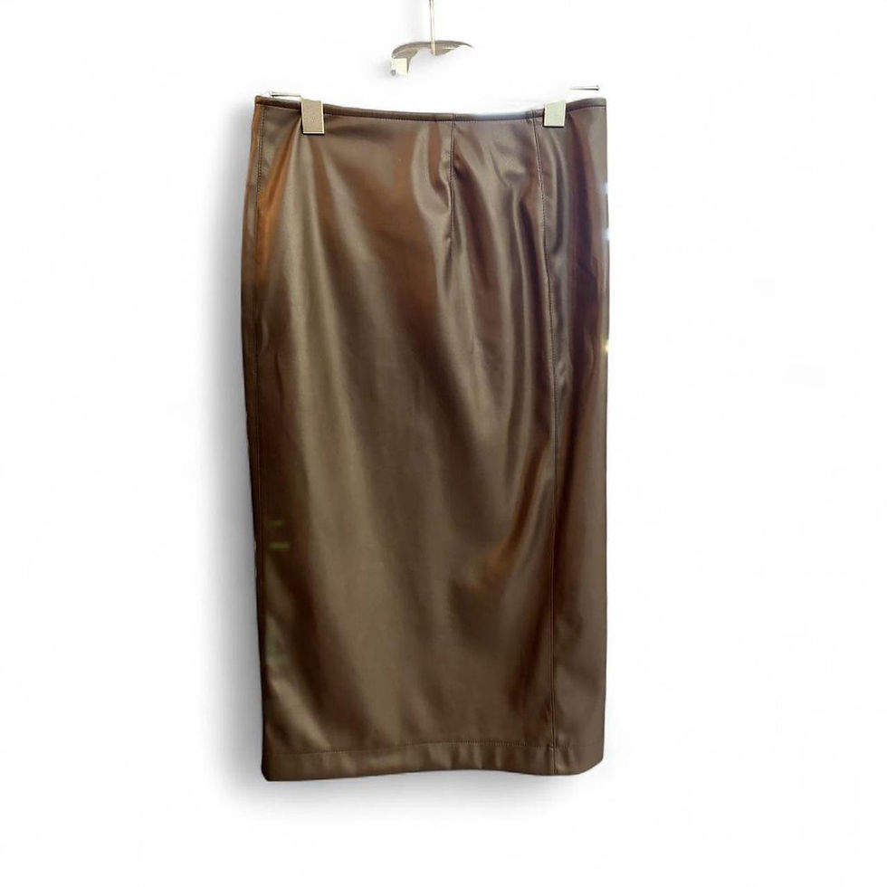 Thumbnail: Brown Leather Midi Skirt