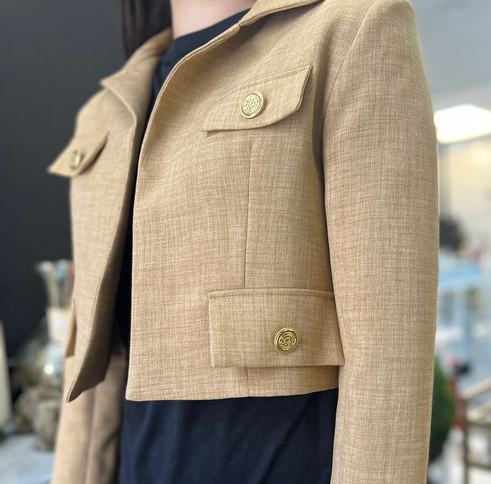 Thumbnail: Crop Blazer w Gold Buttons