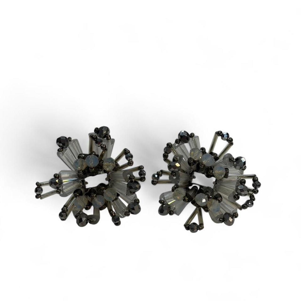 Black & Gray Beaded Earrings
