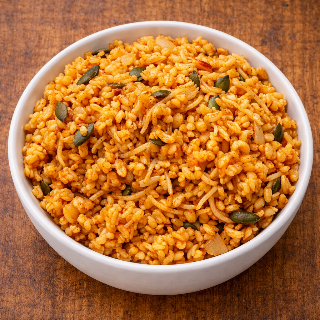 בורגול אדום עם אטריות וגרעיני דלעת