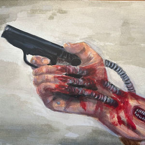 Untitled Videodrome (1983) study, (Sep 2023), Watercolour on paper (A4)
