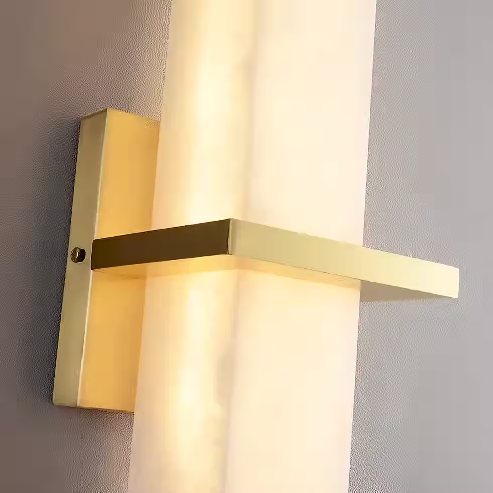 Miniatura: Stele Alabaster Bar Wall Sconce – Integrated LED Brass Crossbar