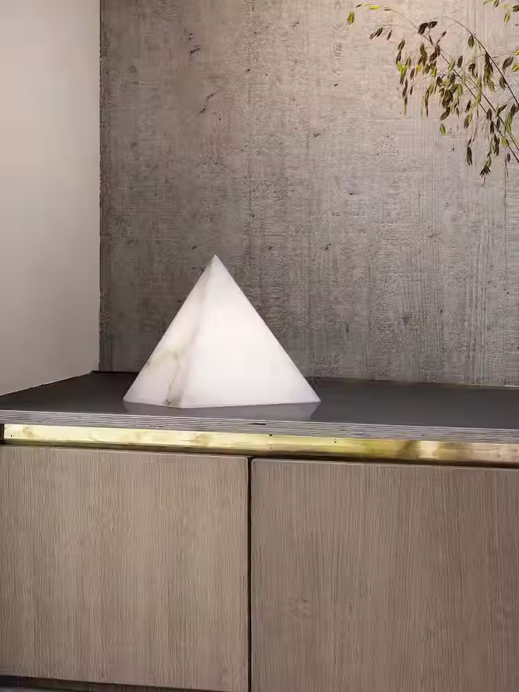 Alabaster Pyramid Table Lamp – White G9 Accent Light 20 x 20 x H 20cm