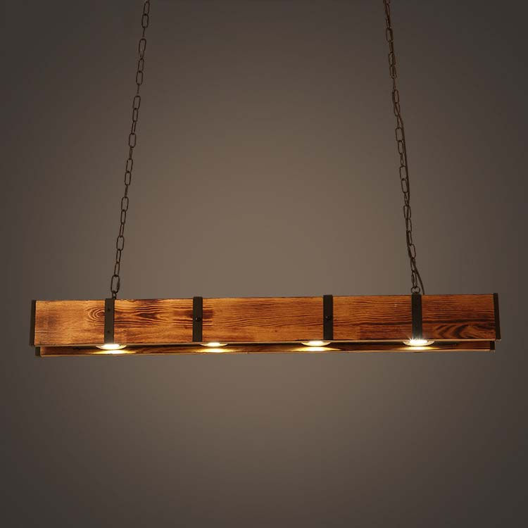 الصورة المصغرة: Wooden chandelier bar decor dining room led downlight pendant lamp