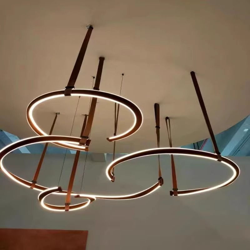 الصورة المصغرة: Luxury Leather Strap LED Pendant Light