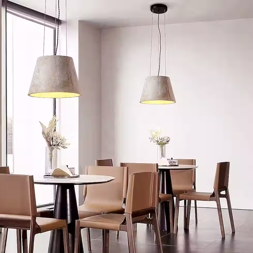 الصورة المصغرة: Yellow Travertine Bucket Pendant Light – Truncated Cone E27_6