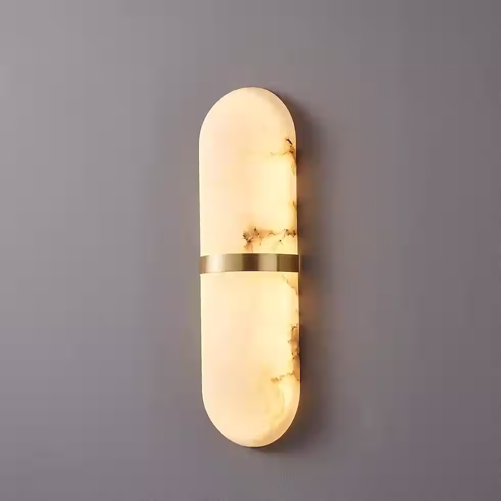 Thumbnail: Capsula Alabaster Pill Wall Sconce – Banded Integrated LED Light