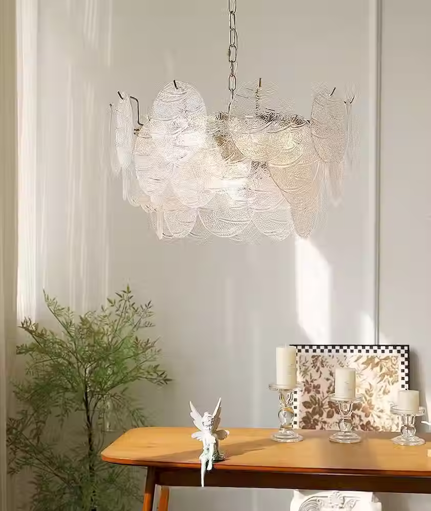 Thumbnail: Frosted Glass Leaf Plate Tiered Chandelier - Gold E14, Dia 40-80cm