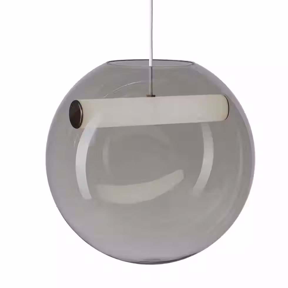 Miniaturbild: Glass Globe Pendant with Integrated LED Bar – Smoke Grey Ø30cm