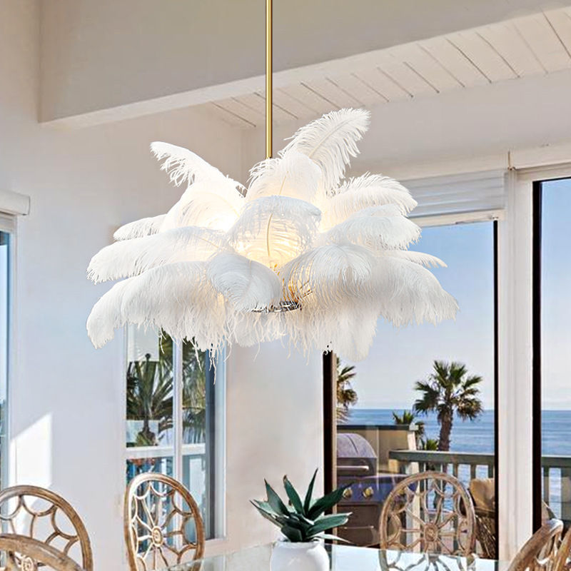 Miniaturbild: Feather light fxiture home furniture modern chandelier lamp