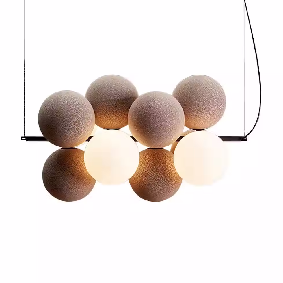 Miniatura: Cotton-Texture Cluster Pendant - Brown & White Spheres