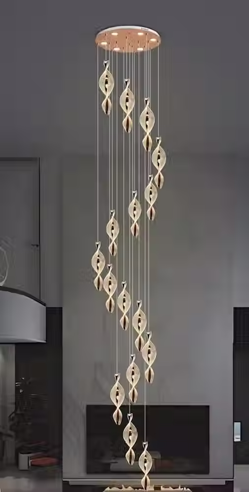 الصورة المصغرة: Cascade Staircase Chandelier – Twisted Acrylic Spiral LED_5