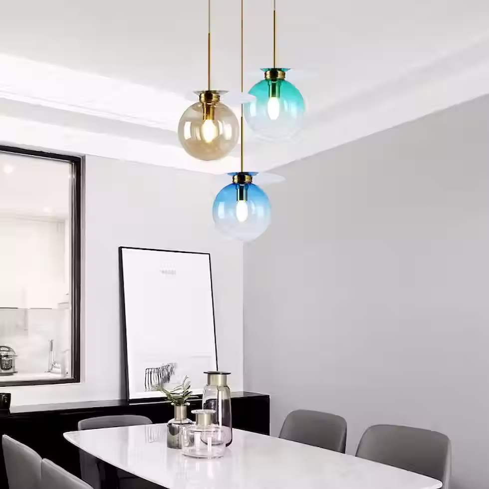 Thumbnail: UFO Brass Disc + Glass Globe Pendant – 4 Colors Ø20 Globe, E27_8
