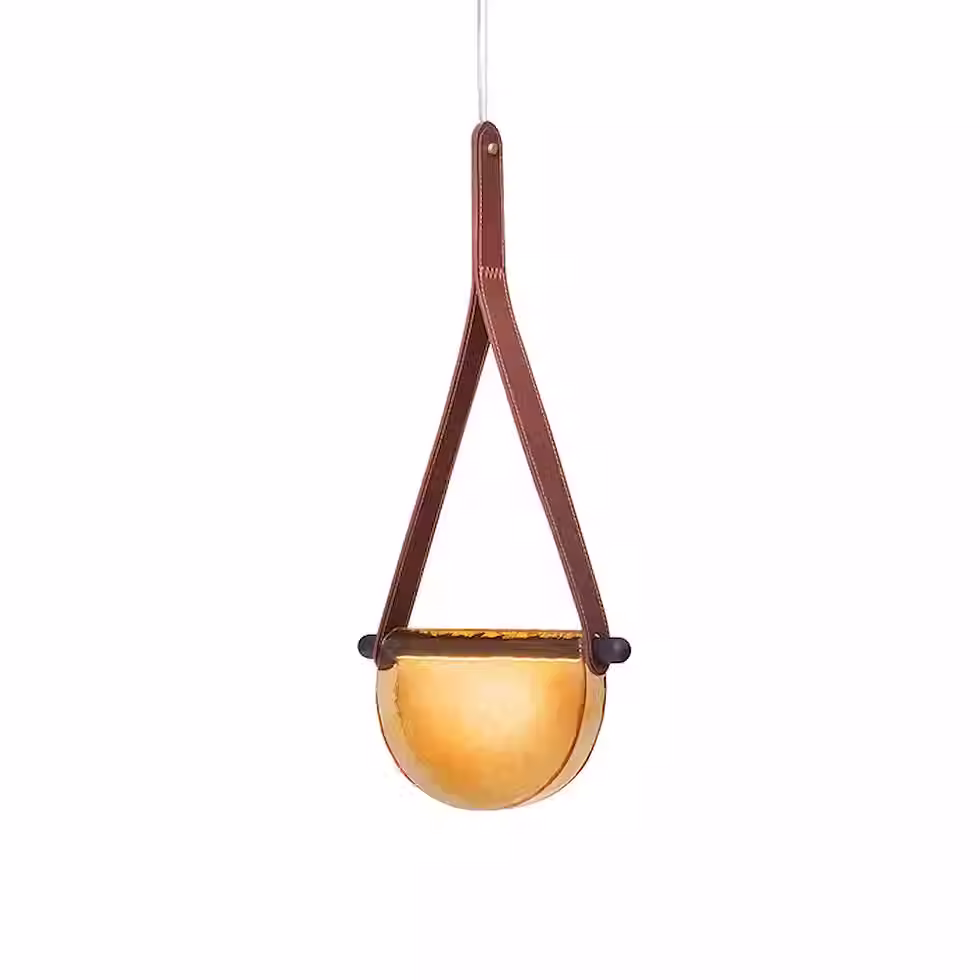 Miniaturbild: Slumped Glass Disc Pendant on Cross-Bar with Leather Strap – LED 5W_3