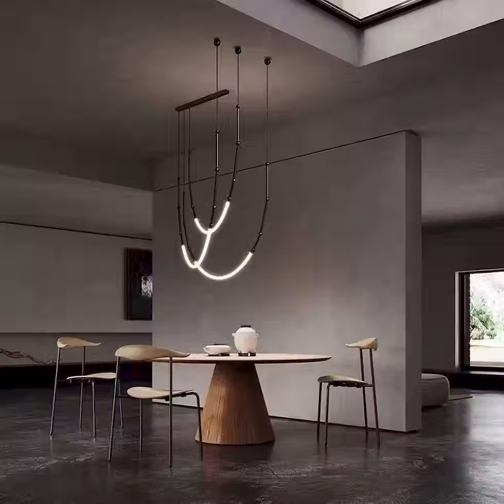 Miniaturbild: Bamboo-Joint Catenary LED Pendant – Black, 1/3/6-Arm 6