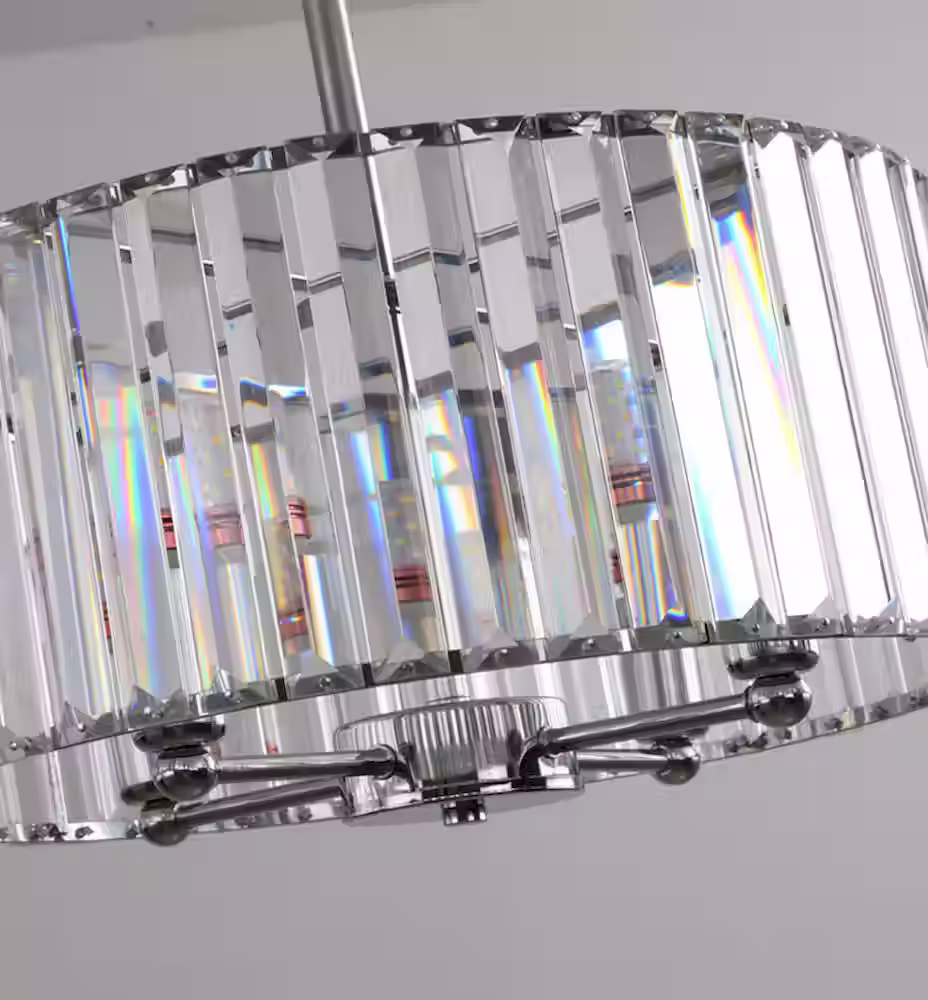 Miniatura: Crystal Prism Drum Ceiling Light - Chrome, E14