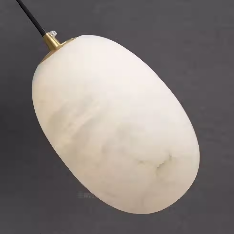 الصورة المصغرة: Ovoid Alabaster Egg Pendant – Brass Cap G9