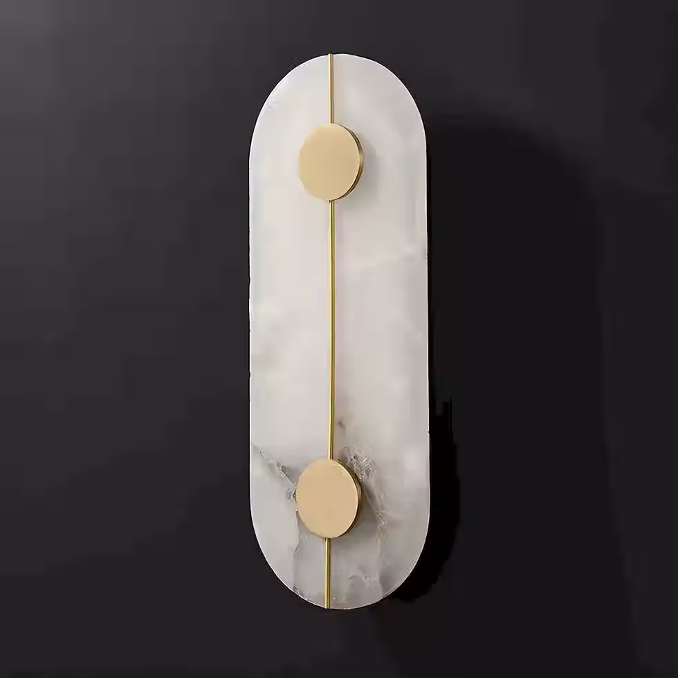 Thumbnail: Doppio Alabaster Capsule Wall Sconce – Integrated LED Brass Discs