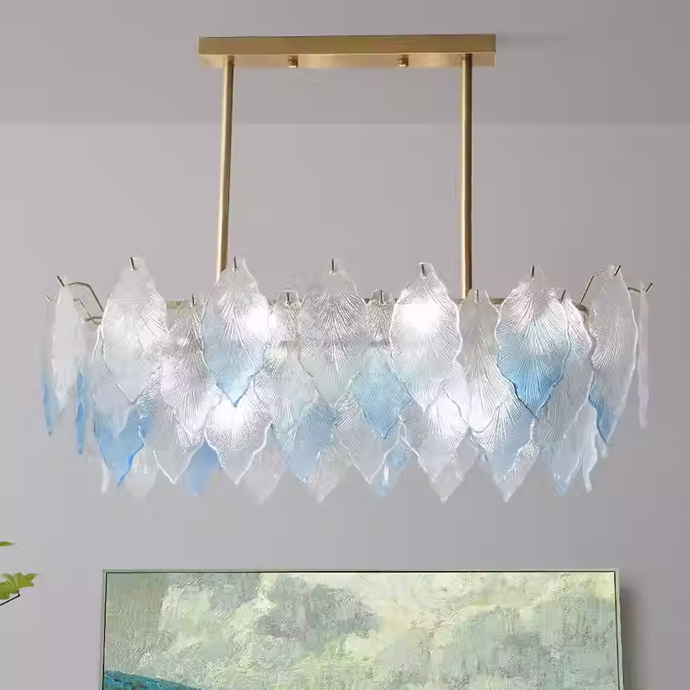 Miniatura: Ombre Glass Leaf Tiered Chandelier - Gold, E14