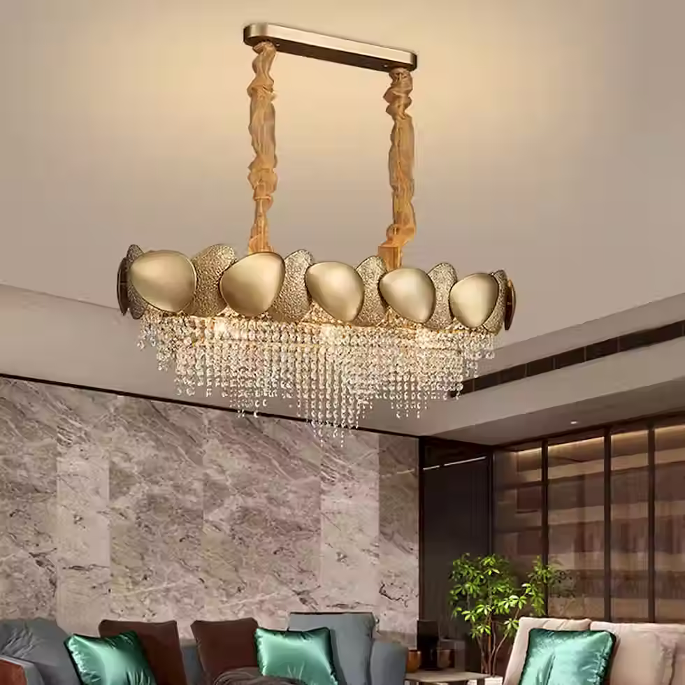Miniatura: Gold Petal Crystal-Bead Chandelier - E14