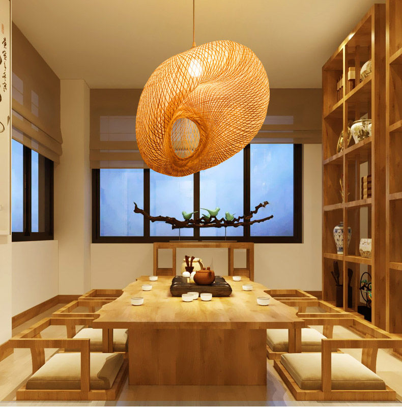 Thumbnail: Bamboo cage shade design lamp pendant light appliacation