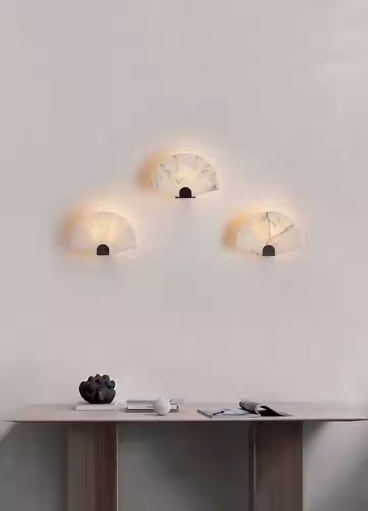 Ventaglio Alabaster Fan Wall Sconce – E27 Half-Moon Panel Light