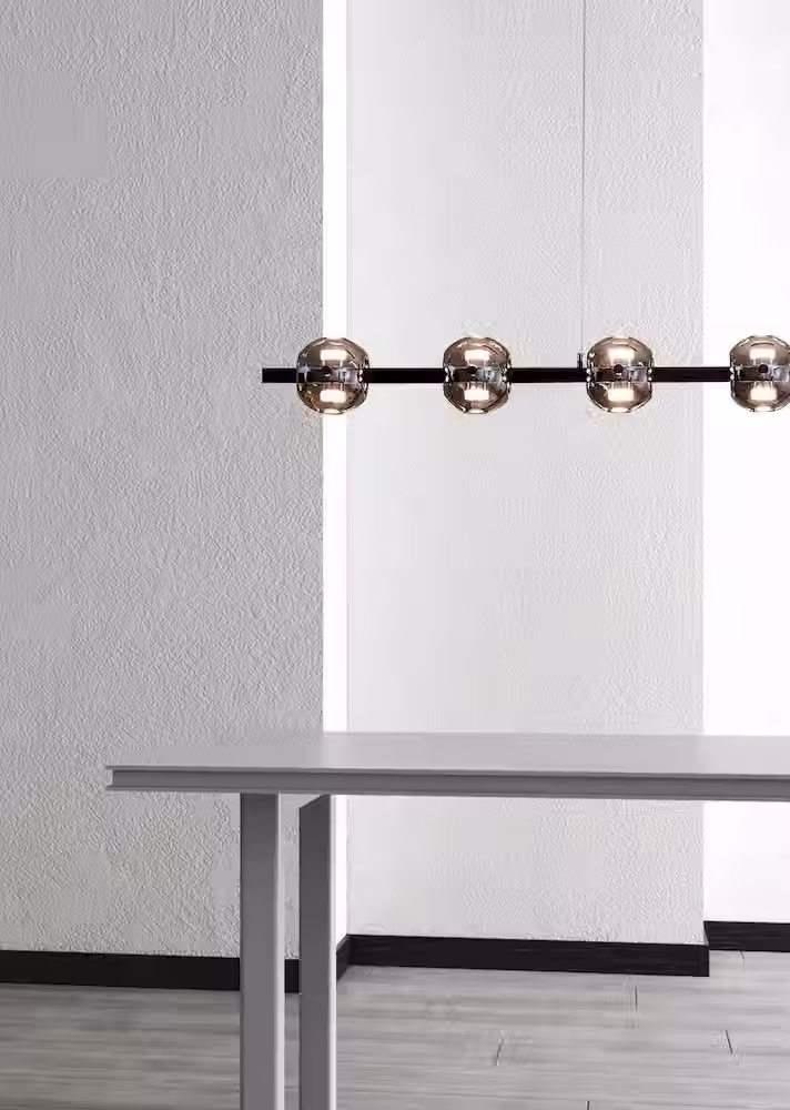 Miniatura: Linear Bar Pendant - PVD Smoke Chrome Glass Balls Tri-Color LED