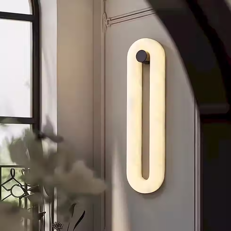 Miniature : Anello Alabaster Loop Wall Sconce – Integrated LED Sculptural Link