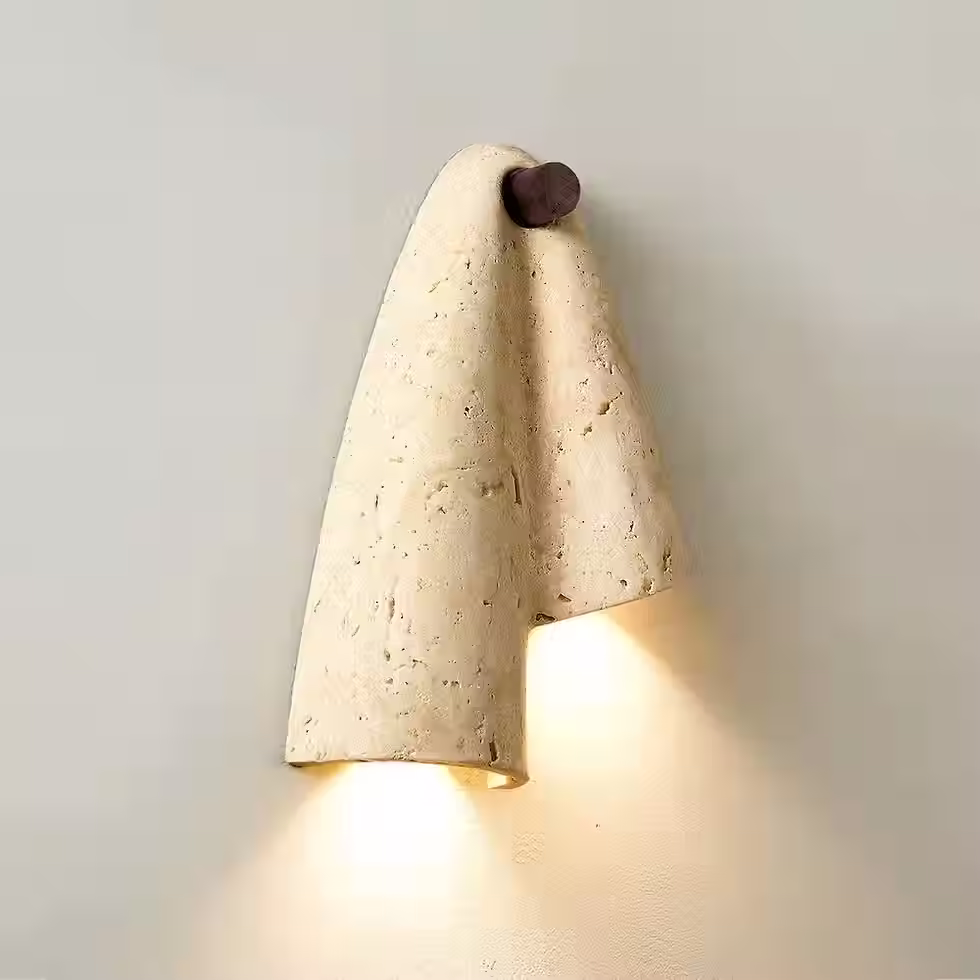 Miniature : Travertine Wave Wall Sconce – Curved Stone Up Down Wash G9 Light