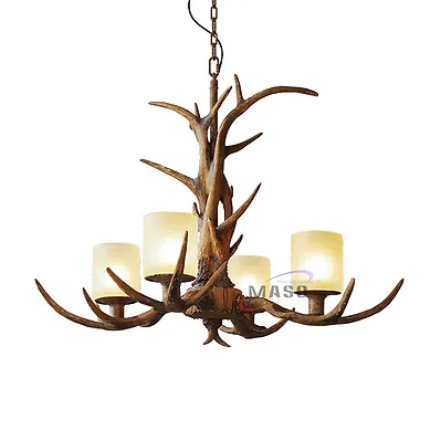 Ceiling resin antler pendant light vintage living room led winch chandelier