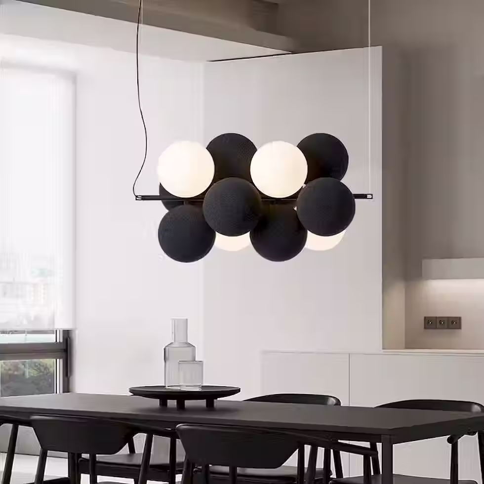 Miniatura: Cotton-Texture Cluster Pendant - Brown & White Spheres