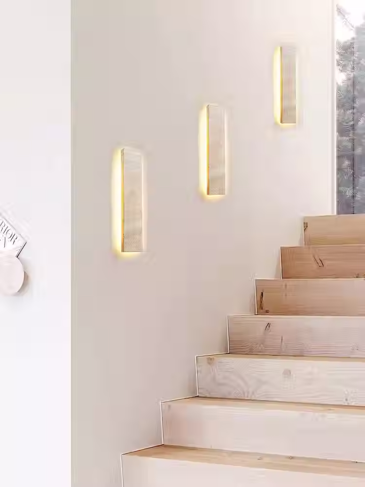 Miniatura: Travertine Slab Wall Light – Backlit Stone Plank Halo Warm LED Strip