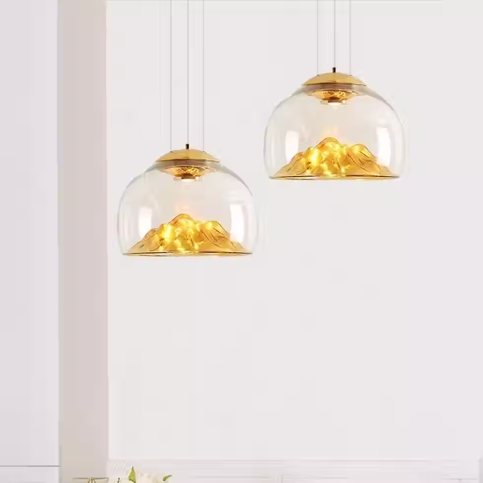 Miniature : Golden Mountain Glass Dome Pendant – Ø40xH30cm, LED 12W 3000K_5