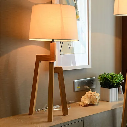 Small Bedside Table Lamp Wood Nightstand Lamp Desk Lamps for hotel room