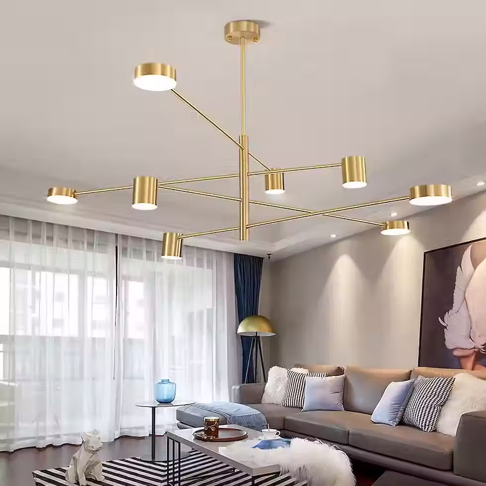 Miniatura: Post-Modern Brass Rotatable-Arm LED Disc Chandelier, 4/6/8 Light
